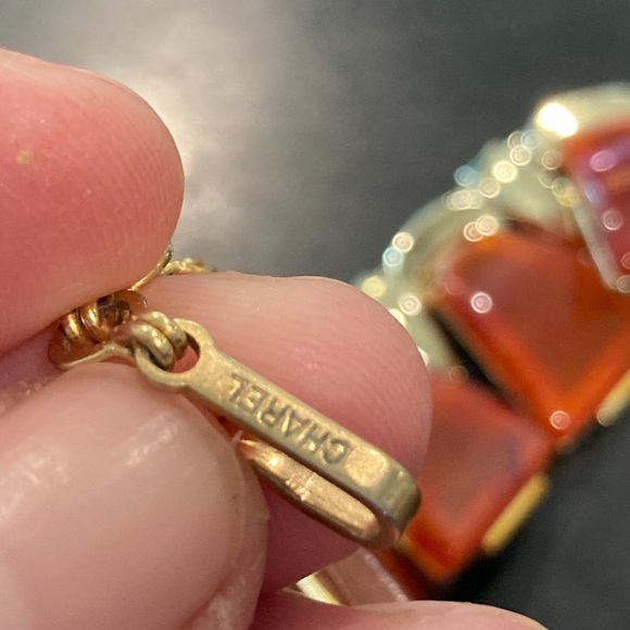 Vintage Charel Lucite Red Orange Choker Necklace - Picture 10 of 10